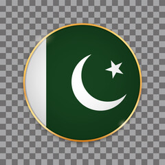 vector illustration of round button banner with country flag of Pakistan