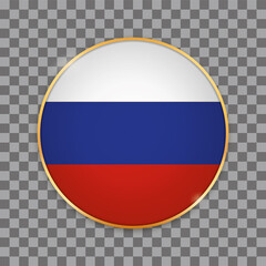 vector illustration of round button banner with country flag of Russia