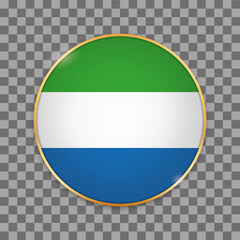 vector illustration of round button banner with country flag of Sierre Leon