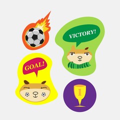 football stickers goal, victory, cup, ball! Vector illustration
