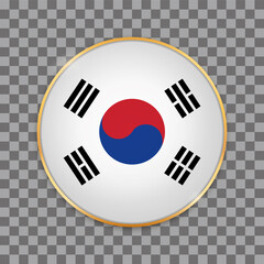 vector illustration of round button banner with country flag of South Korea