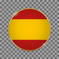 vector illustration of round button banner with country flag of Spain