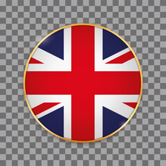 vector illustration of round button banner with country flag of United Kingdom