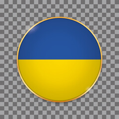 vector illustration of round button banner with country flag of Ukraine