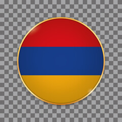 vector illustration of round button banner with country flag of Armenia