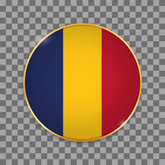 vector illustration of round button banner with country flag of Chad