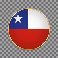 vector illustration of round button banner with country flag of Chile