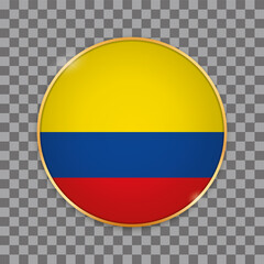 vector illustration of round button banner with country flag of Columbia