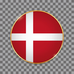 Obraz premium vector illustration of round button banner with country flag of Denmark