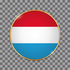 vector illustration of round button banner with country flag of Luxembourg