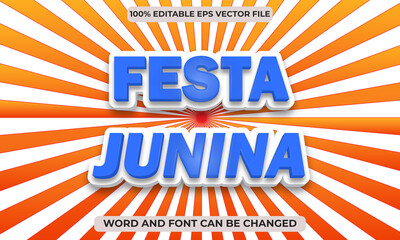 Festa Junina Editable  3d text Effect Style,