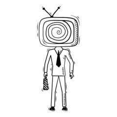 Vector illustration of man in the news in doodle style.
