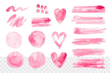 Watercolor pink brush stroke and splash set - 500466860