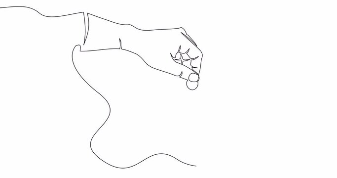 Self drawing line animation Helping hand give alms continuous line drawn concept