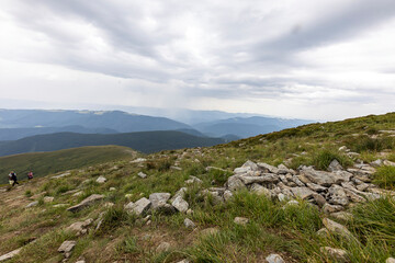 Panorama of Hoverla Peak in Ukrainian Carpathians.