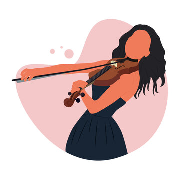 Violinist girl. Vector illustration. Poster, flyer, banner, postcard.