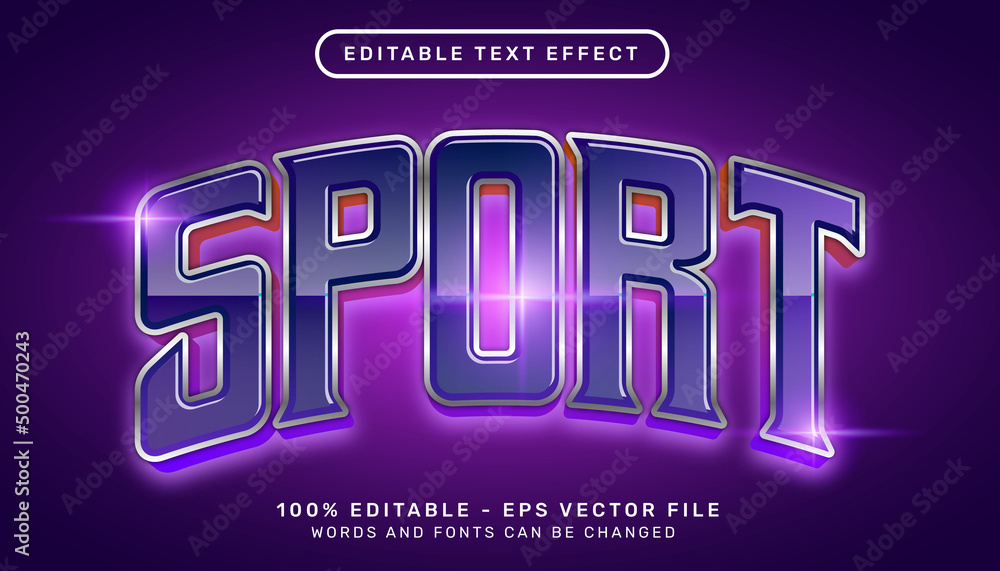 Poster sport light color 3d text effect and editable text effect