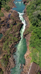 Naklejka na ściany i meble aerial view of the rapids of the Paranapanema river called Garganta do Diabo in the city of Piraju