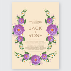 Wedding invitation floral card. Paper cut flowers for decor with flowers paper cut