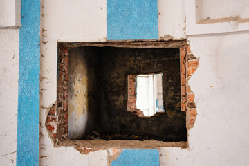 Fototapeta na wymiar an old abandoned and ruined building. rehabilitation and reconstruction.