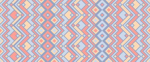 Asymmetric rhombus traditional motifs vector geometric pattern.