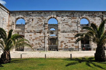 Unfinished building at royal naval dockyard in Bermuda island