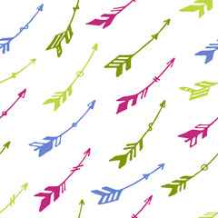 Decorative boho arrows vector seamless ornament. Ethnic aztec design. Native american motive.