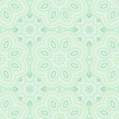 Muslim ethnic geometric vector seamless motif. Batik print design. Delicate portuguese ornament. Ceramic print design. Circles and lines composition.