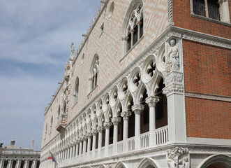 Fototapeta na wymiar Venice, VE, Italy - May 18, 2020: Detail of Ducal Palace
