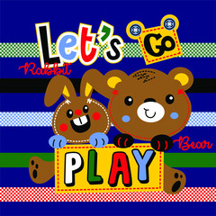 Rabbit and bear vector design