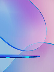 Minimal abstract background for product presentation. Product podium on iridescent holographic circle background. 3d render illustration. Clipping path of each element included.