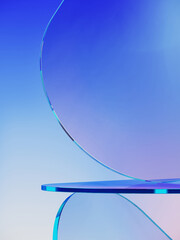 Minimal abstract background for product presentation. Product podium on iridescent holographic circle background. 3d render illustration. Clipping path of each element included.