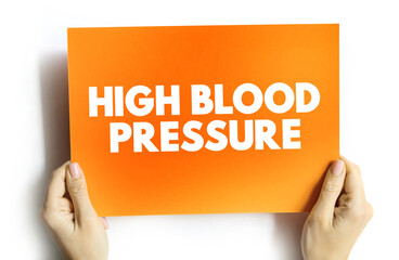 High blood pressure text quote on card, medical concept background