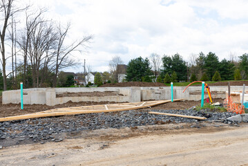 Fototapeta na wymiar Concrete foundation for a new house