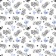 Ink drawn Abstract pattern of simple lines, dots, dashes, waves, circles. monochrome simple background for cards, invitations, posters, backgrounds, business cards, scrapbooking, notepads, textiles, 