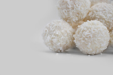 coconut candies on white background