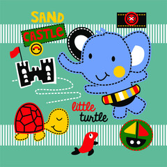 Elephant castle cartoon vector design