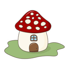 cute little mushroom house, vector