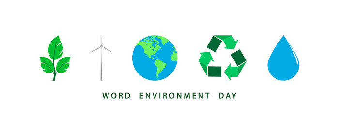 Set of colored icons, World Environment Day.