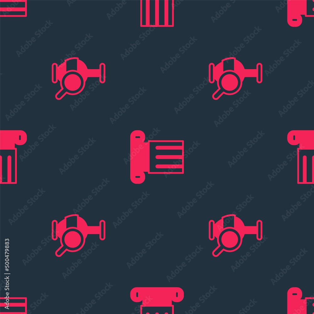Poster set ancient amphorae and column on seamless pattern. vector