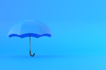 Blue umbrella on a blue background. Minimal creative concept. 3D rendering 3D illustration © Andrii