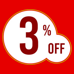 03 percent red banner with white ballons and red lettering for promotions and offers