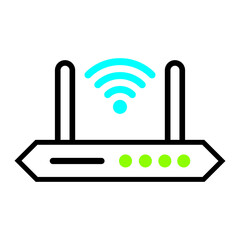 Wifi Router Icon In Trendy Design Vector Eps 10, fiber optic Internet, internet concept, speed test. Wireless and wifi icon or sign for remote internet access. Fiber Optic Internet,speed test concept.