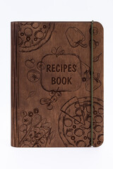 wooden bound recipe book