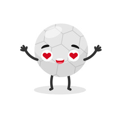 Cute happy love smiling Football ball. Soccer emoji mascot