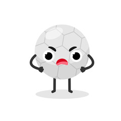 Cute angry Football ball. Soccer emoji mascot