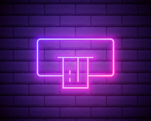 ATM icon. Elements of hotel in neon style icons. Simple icon for websites, web design, mobile app, info graphics isolated on brick wall