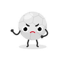Cute angry Football ball. Soccer emoji mascot