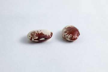 Closeup of raw fava beans in white, brown and red colors. Nutritious and healthy food