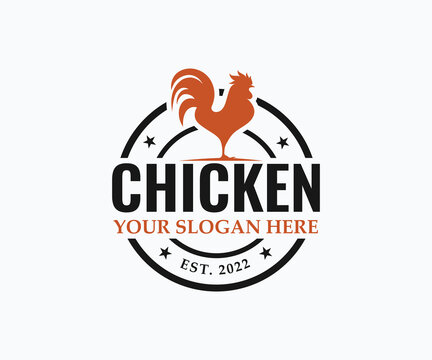 Chicken Logo. Barbecue Chicken Logo. Rooster Chicken Logo. Chicken Farm Logo Template.